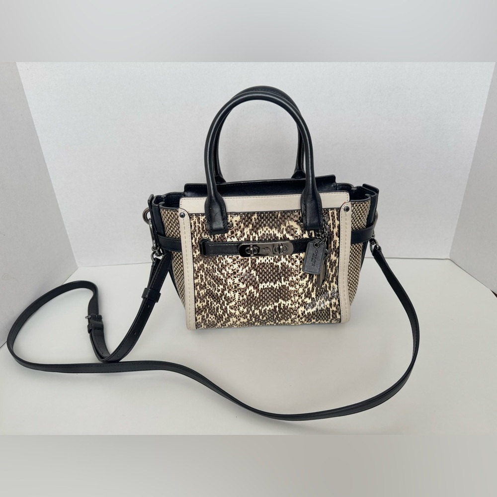 Coach Swagger 21 Mixed Leather & Snake Satchel Crossbody - F19900-67706